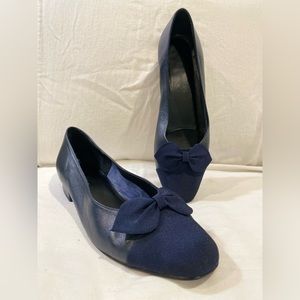 Navy Leather Flats
